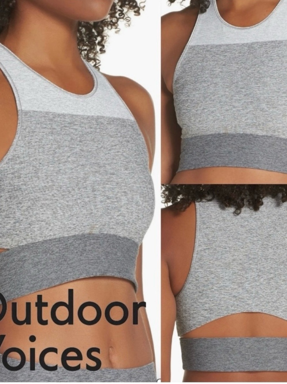 Outdoor Voices Women's Grey Colorblock Crop Tank bra medium